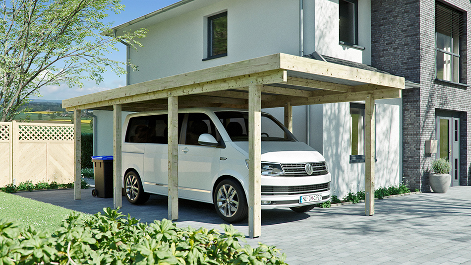 Carport 310 &times; 700 cm in Kiefer