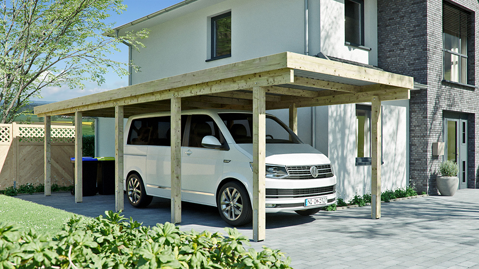Carport 310 &times; 900 cm in Kiefer