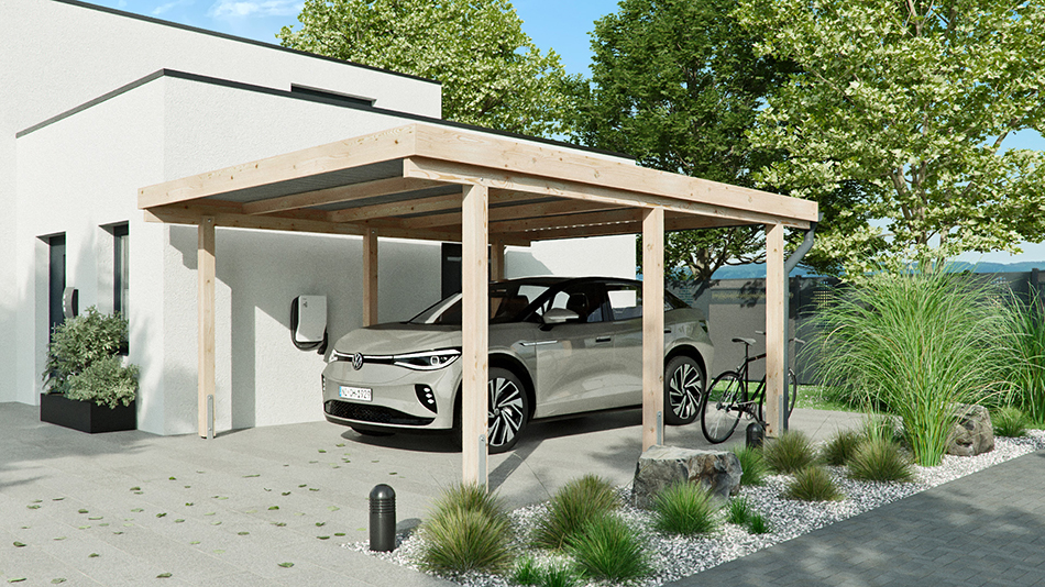 Carport 410 &times; 510 cm in L&auml;rche