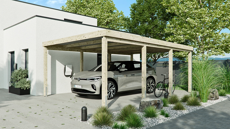 Carport 410 &times; 600 cm in Kiefer