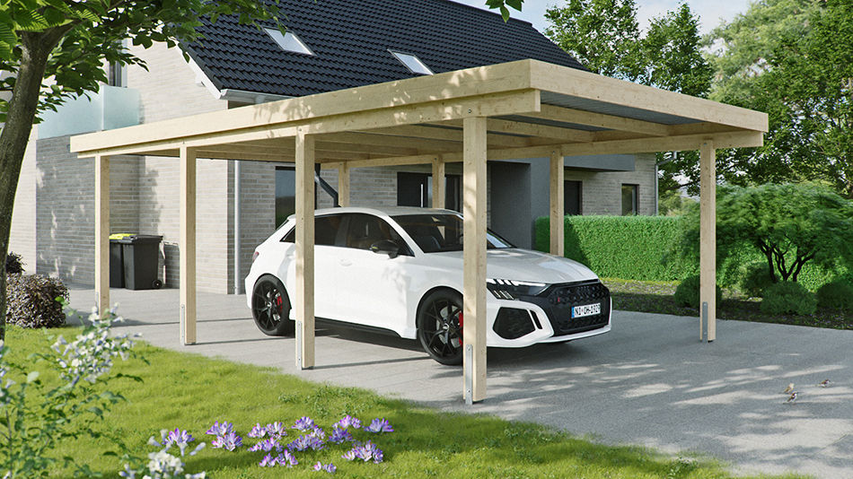Carport 410 &times; 700 cm in Fichte