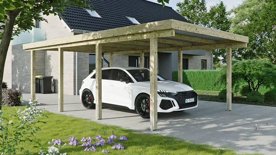 Carport 410 &times; 700 cm in Kiefer
