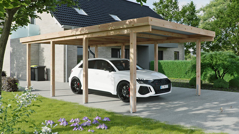 Carport 410 &times; 700 cm in L&auml;rche