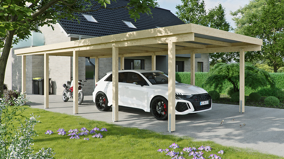 Carport 410 &times; 900 cm in Fichte