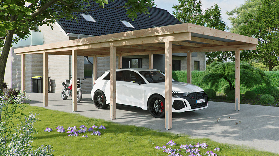 Carport 410 &times; 900 cm in L&auml;rche