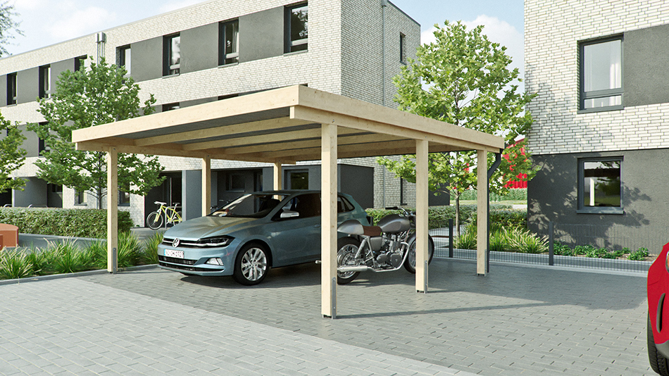 Carport 510 &times; 510 cm in Fichte