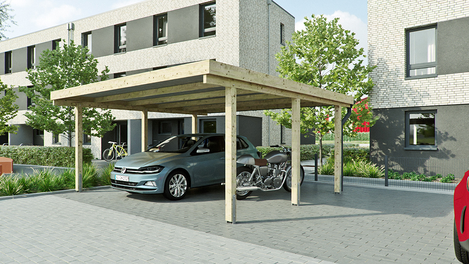 Carport 510 &times; 510 cm in Kiefer