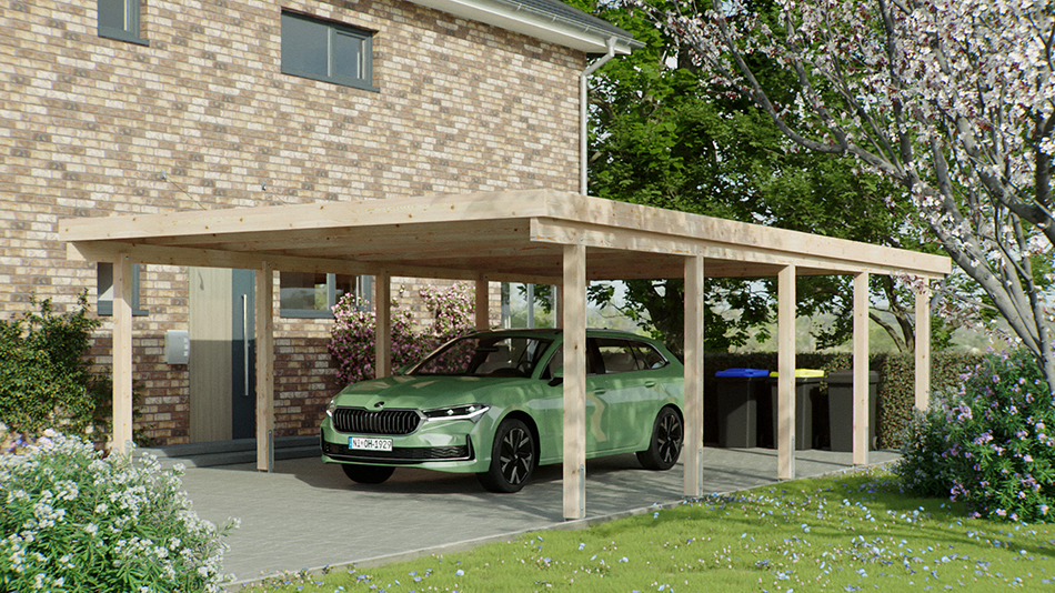 Carport 510 &times; 900 cm in L&auml;rche