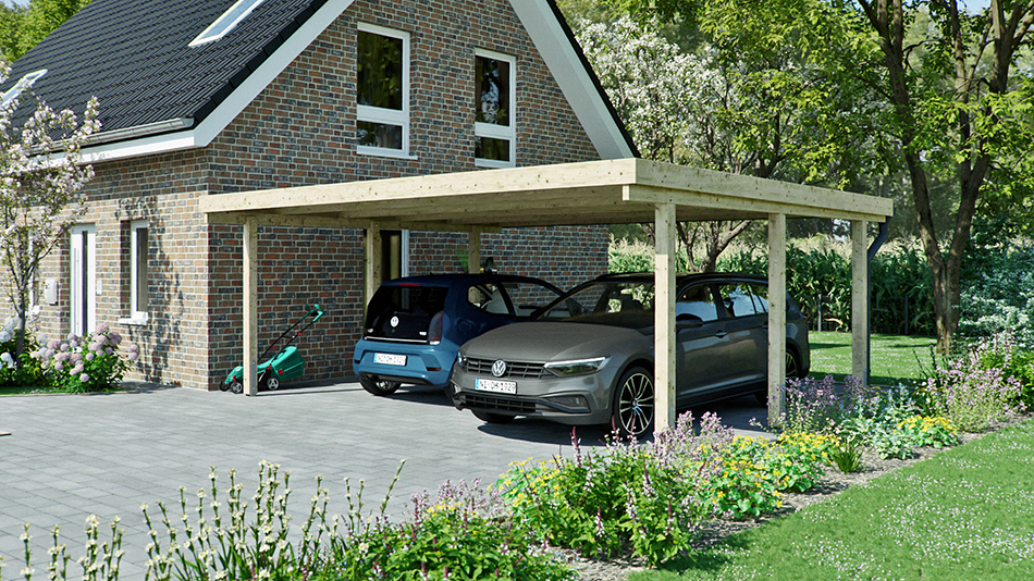 Carport 610 &times; 510 cm in Kiefer