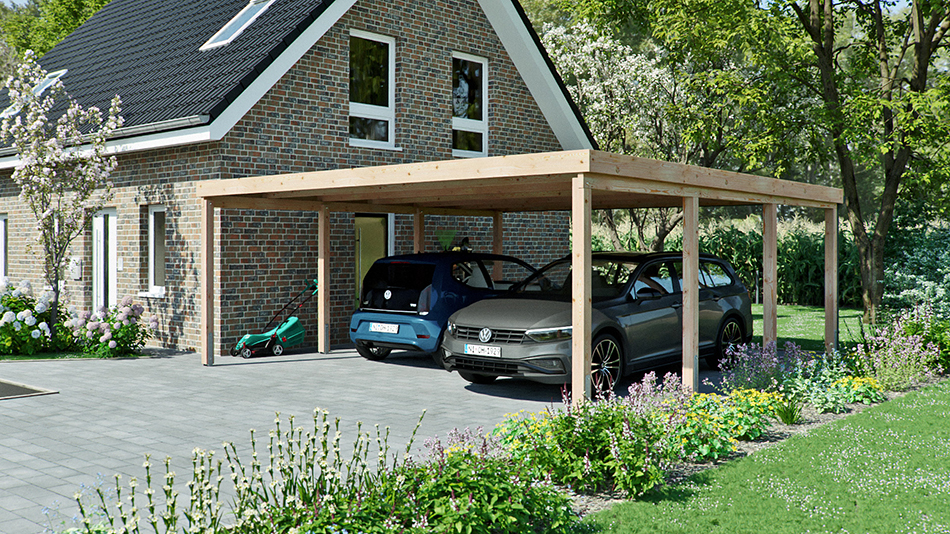 Carport 610 &times; 600 cm in L&auml;rche