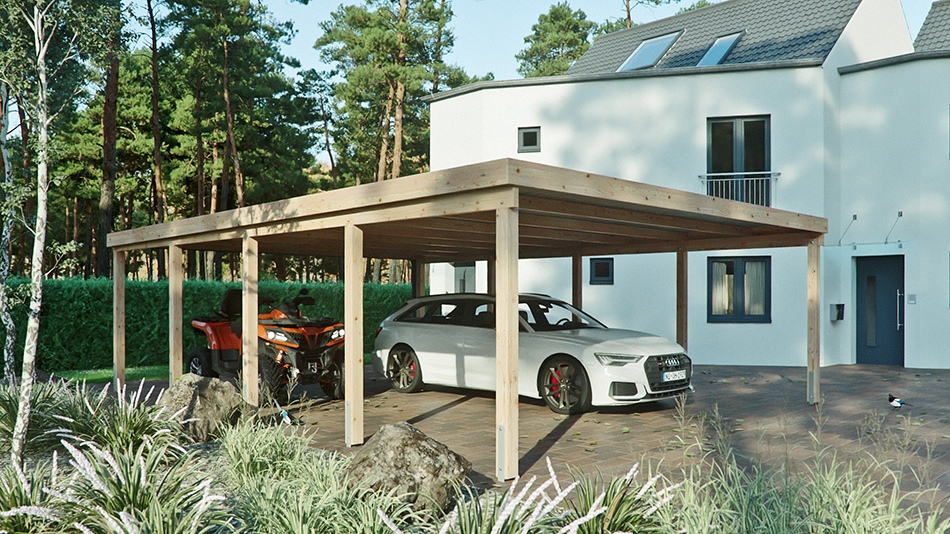 Carport 610 &times; 800 cm in L&auml;rche