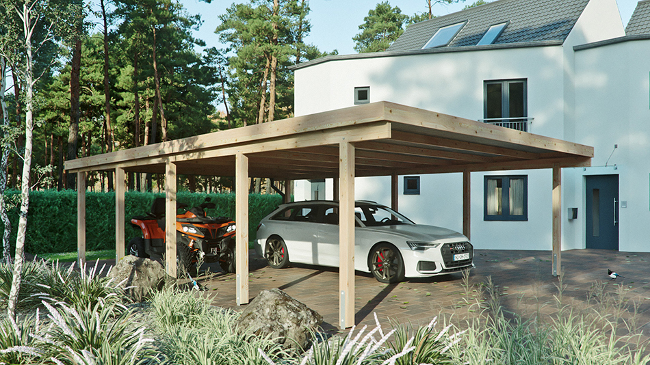 Carport 610 &times; 900 cm in L&auml;rche
