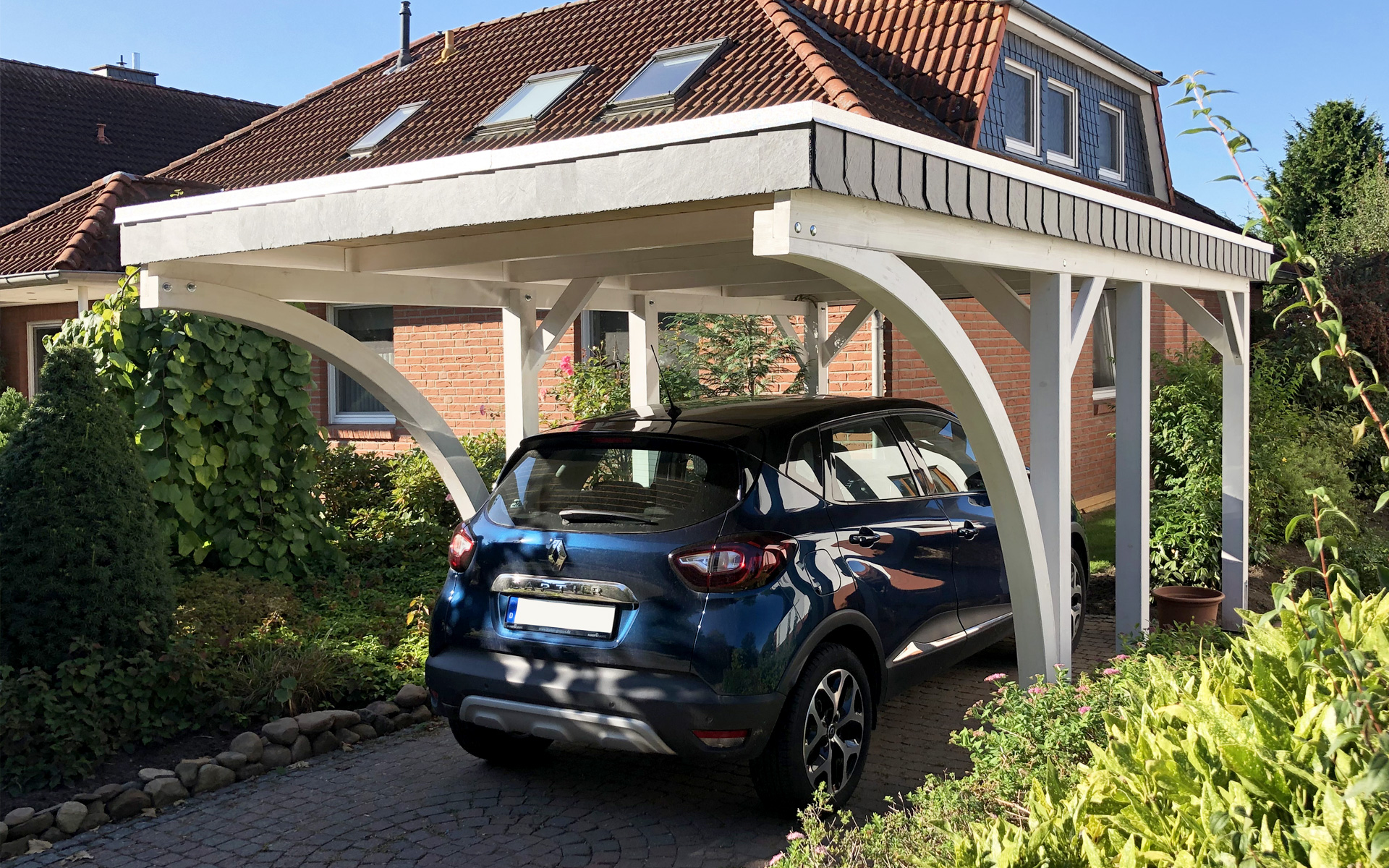 Einzelcarport 310x510 cm mit zwei Leimholzbögen
