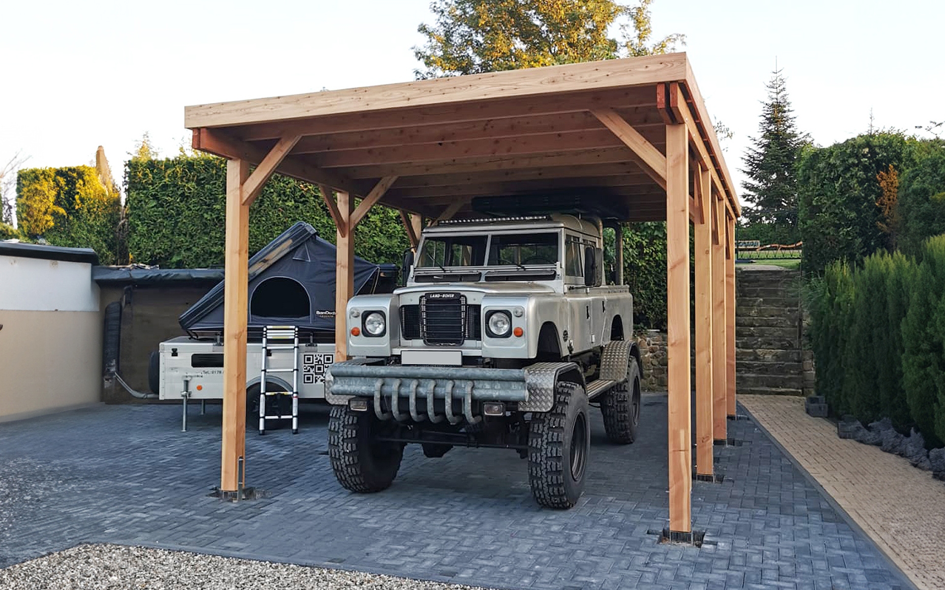 Einzelcarport 410x700 cm für Wohnmobile mit 125 kg/m² Schneelast