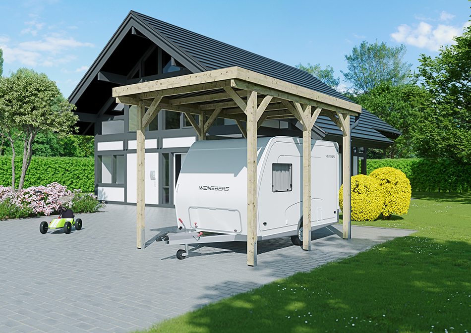 Wohnmobil-Carport 310 &times; 510 cm in Kiefer