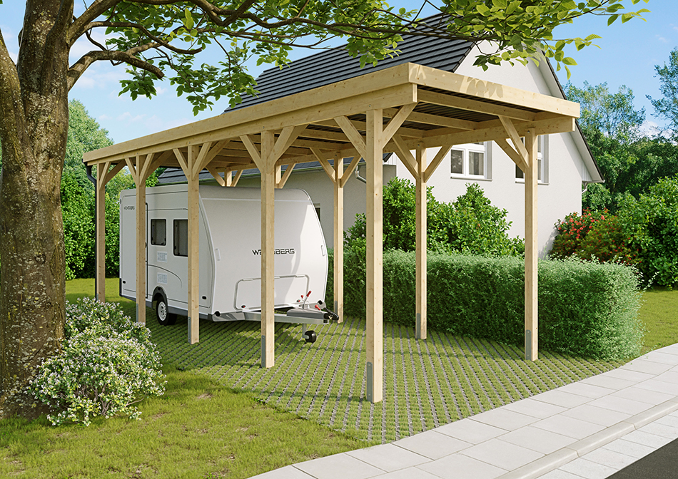 Wohnmobil-Carport 310 &times; 900 cm in Fichte