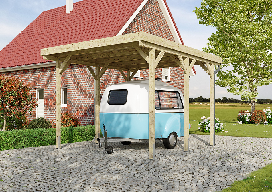 Wohnmobil-Carport 410 &times; 510 cm in Kiefer