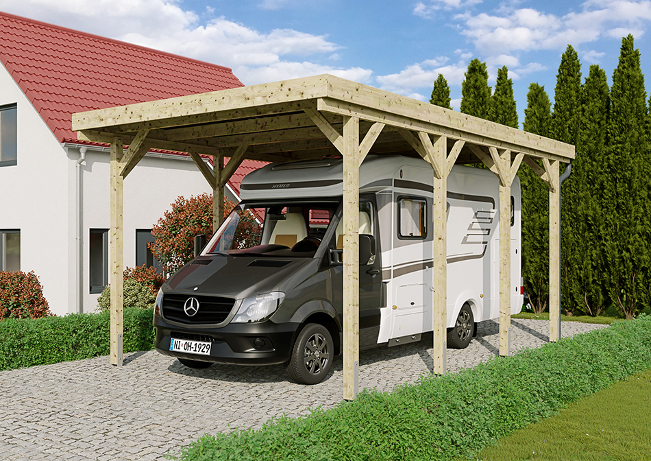 Wohnmobil-Carport 410 &times; 700 cm in Kiefer