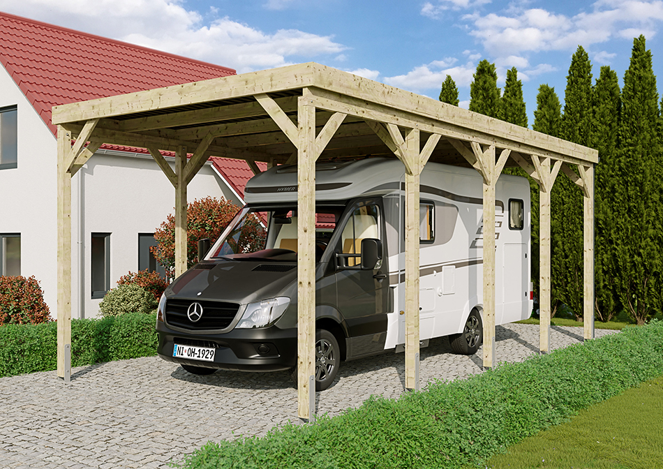 Wohnmobil-Carport 410 &times; 800 cm in Kiefer