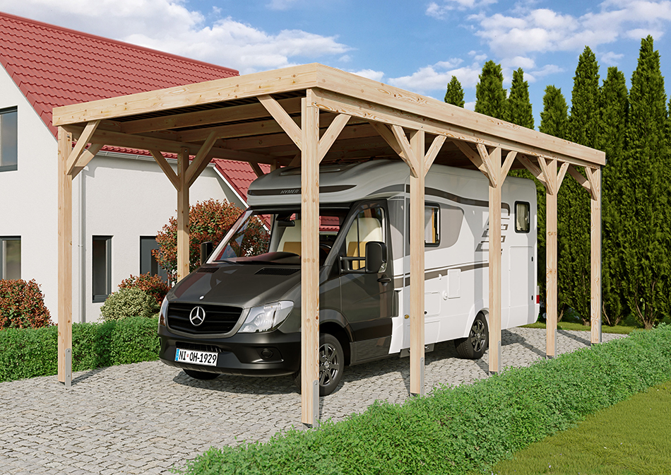 Wohnmobil-Carport 410 &times; 800 cm in L&auml;rche