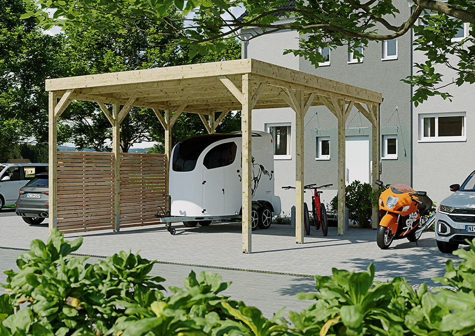 Wohnmobil-Carport 510 &times; 600 cm in Kiefer