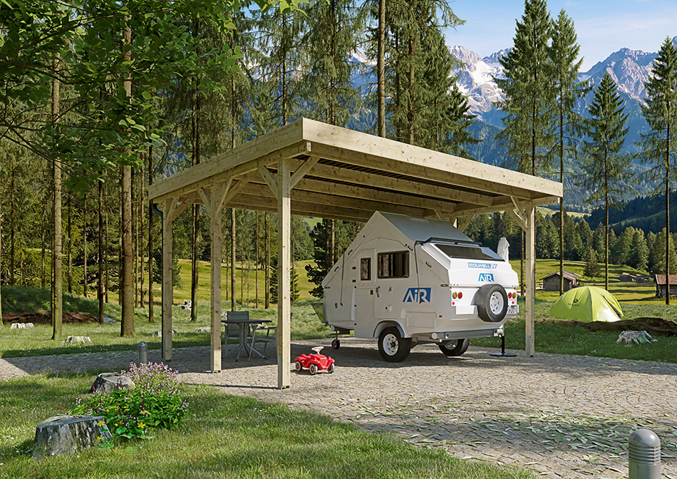 Wohnmobil-Carport 610 &times; 510 cm in Kiefer