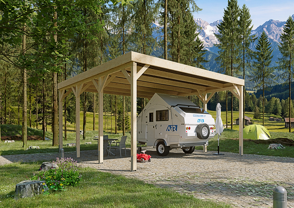 Wohnmobil-Carport 610 &times; 600 cm in Fichte