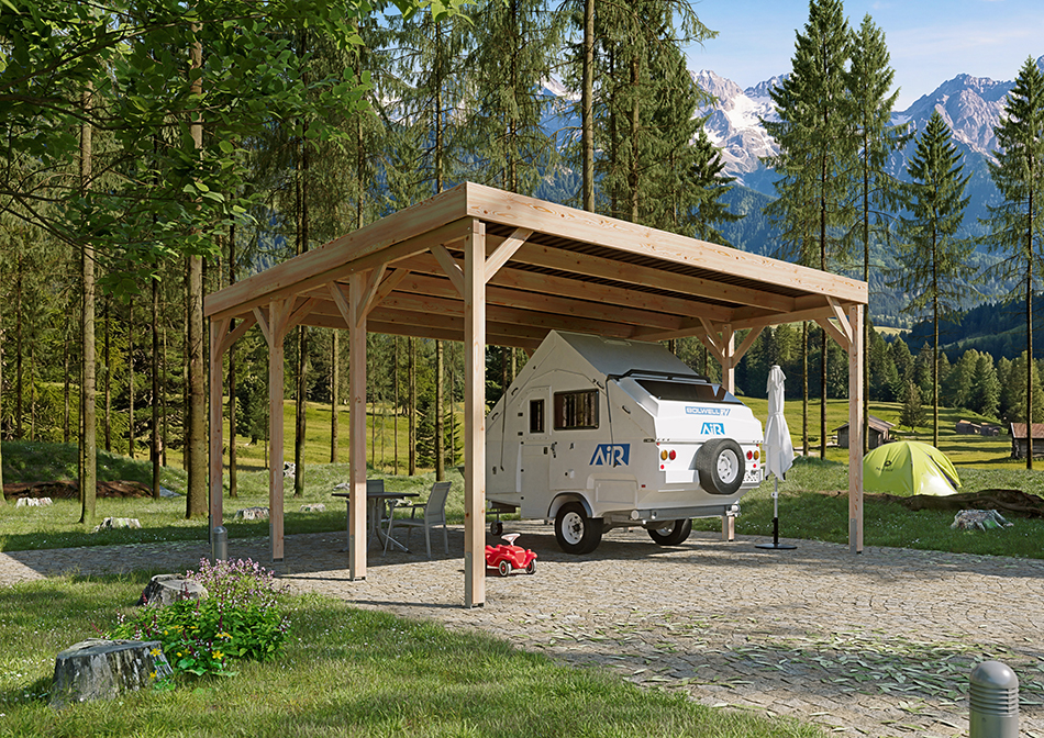 Wohnmobil-Carport 610 &times; 600 cm in L&auml;rche