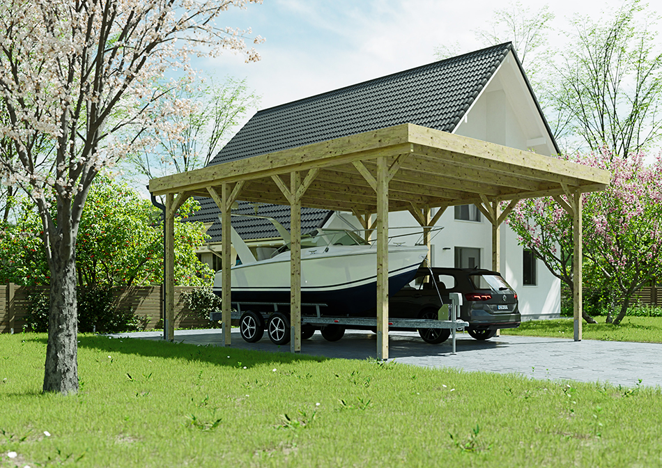 Wohnmobil-Carport 610 &times; 700 cm in Kiefer
