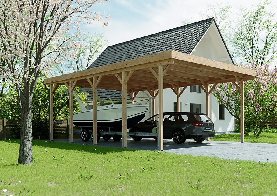 Wohnmobil-Carport 610 &times; 900 cm in L&auml;rche